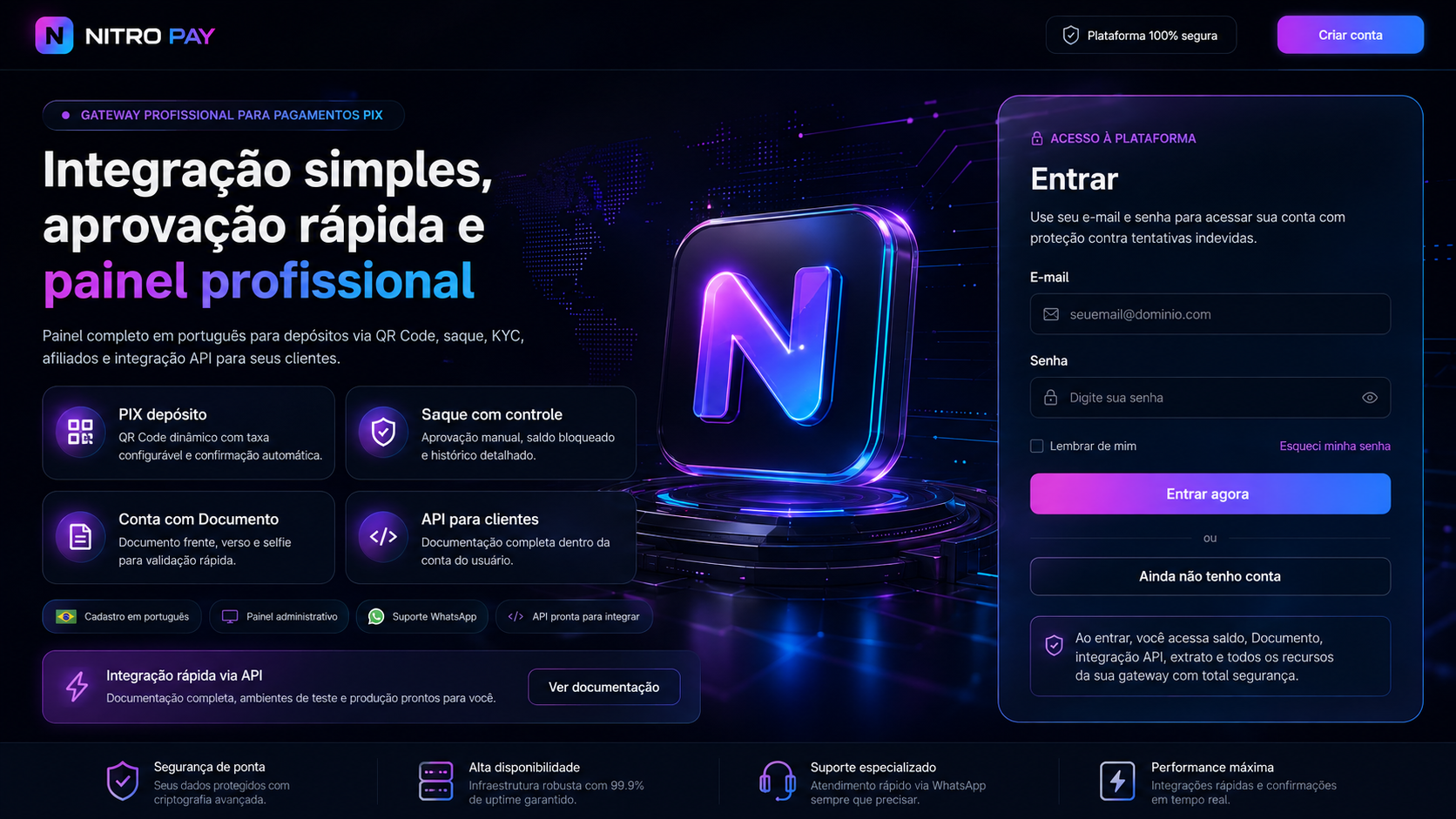 Nitro Pay — acesso à plataforma
